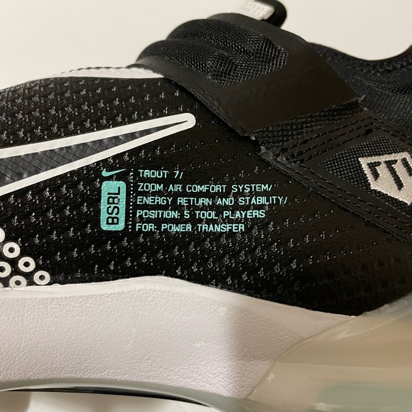 Nike Force Zoom Trout 7 White/Black Metal Baseball Cleats Size 9 - Picture 8 of 8